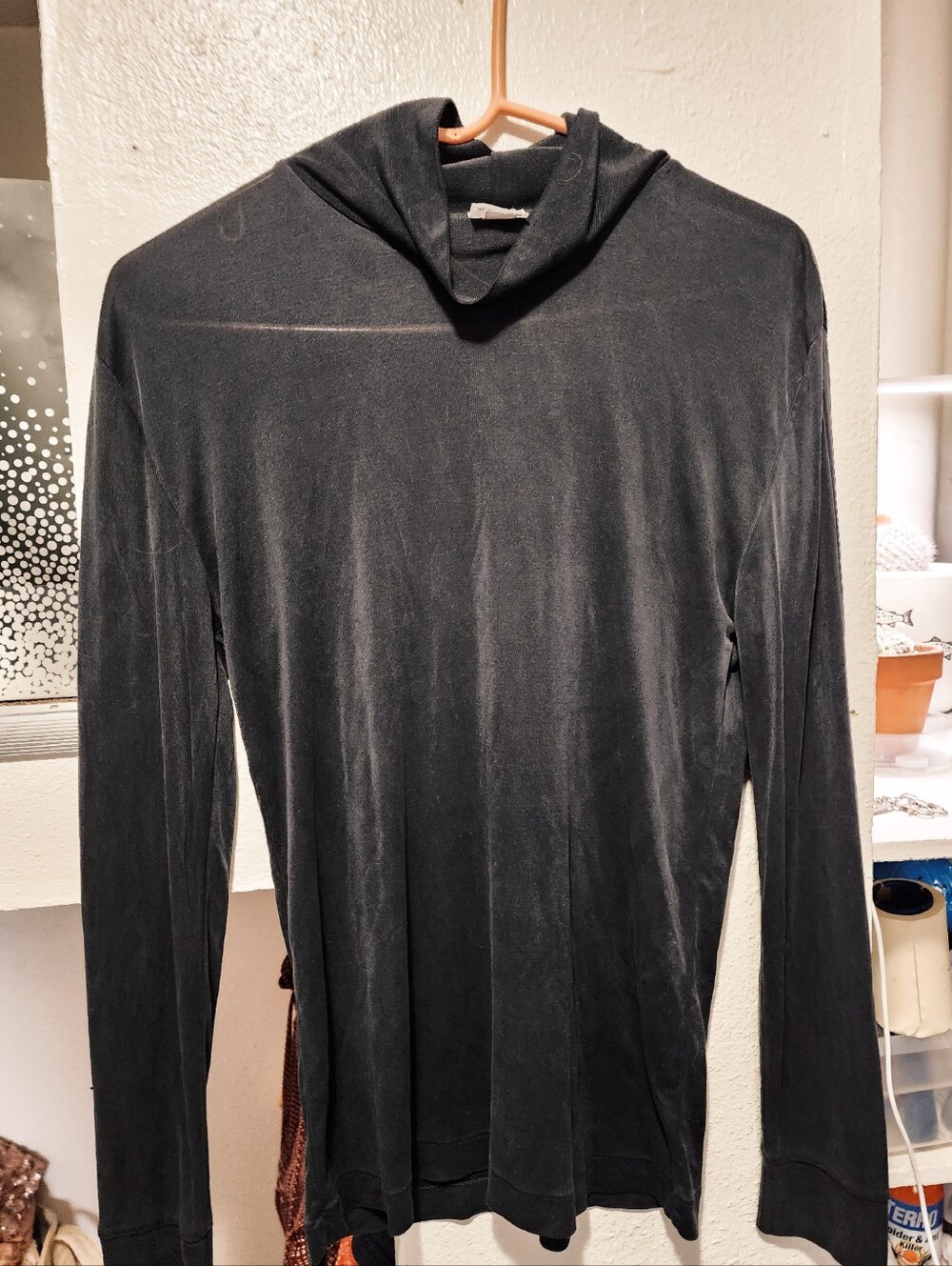 "LANDS END" MEN'S SILK UNDERSHIRT - BLACK